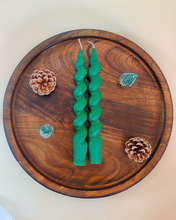 Load image into Gallery viewer, Unscented Spiral Taper Candles, Red, White & Green, Hand-Crafted Unique Table Candles