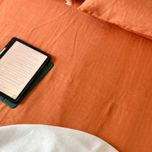 Load image into Gallery viewer, Rust Orange Hemp Bedsheet Set | Herringbone Weave - Sawera