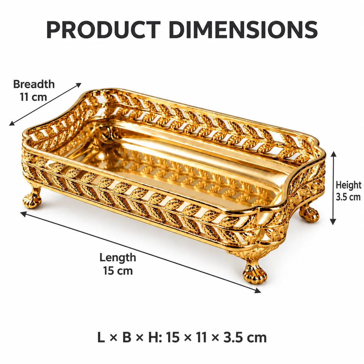 Aangan Brass Multi Use Tray | Nook Trinket Tray | Gold Finish