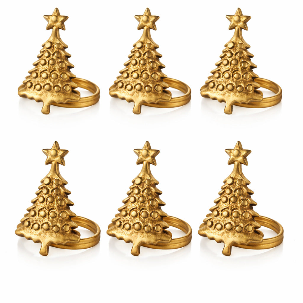 Sanobar Napkin Rings | Christmas Theme | Brass Table Decor | Handcrafted in Small Batches