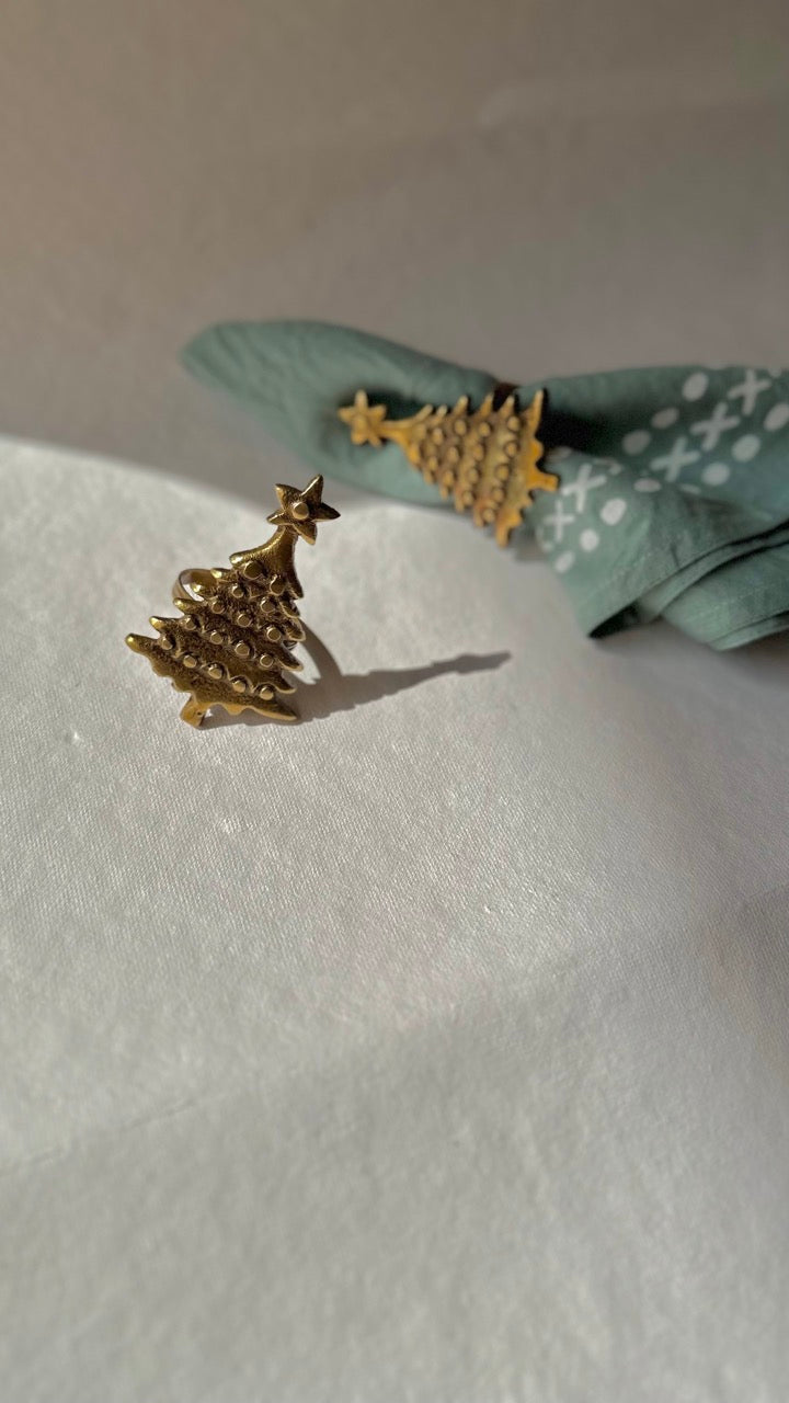 Sanobar Napkin Rings | Christmas Theme | Brass Table Decor | Handcrafted in Small Batches