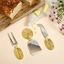 Load image into Gallery viewer, Brass Cheese Knife Set of 3 | Ekaantrik - Concentric design