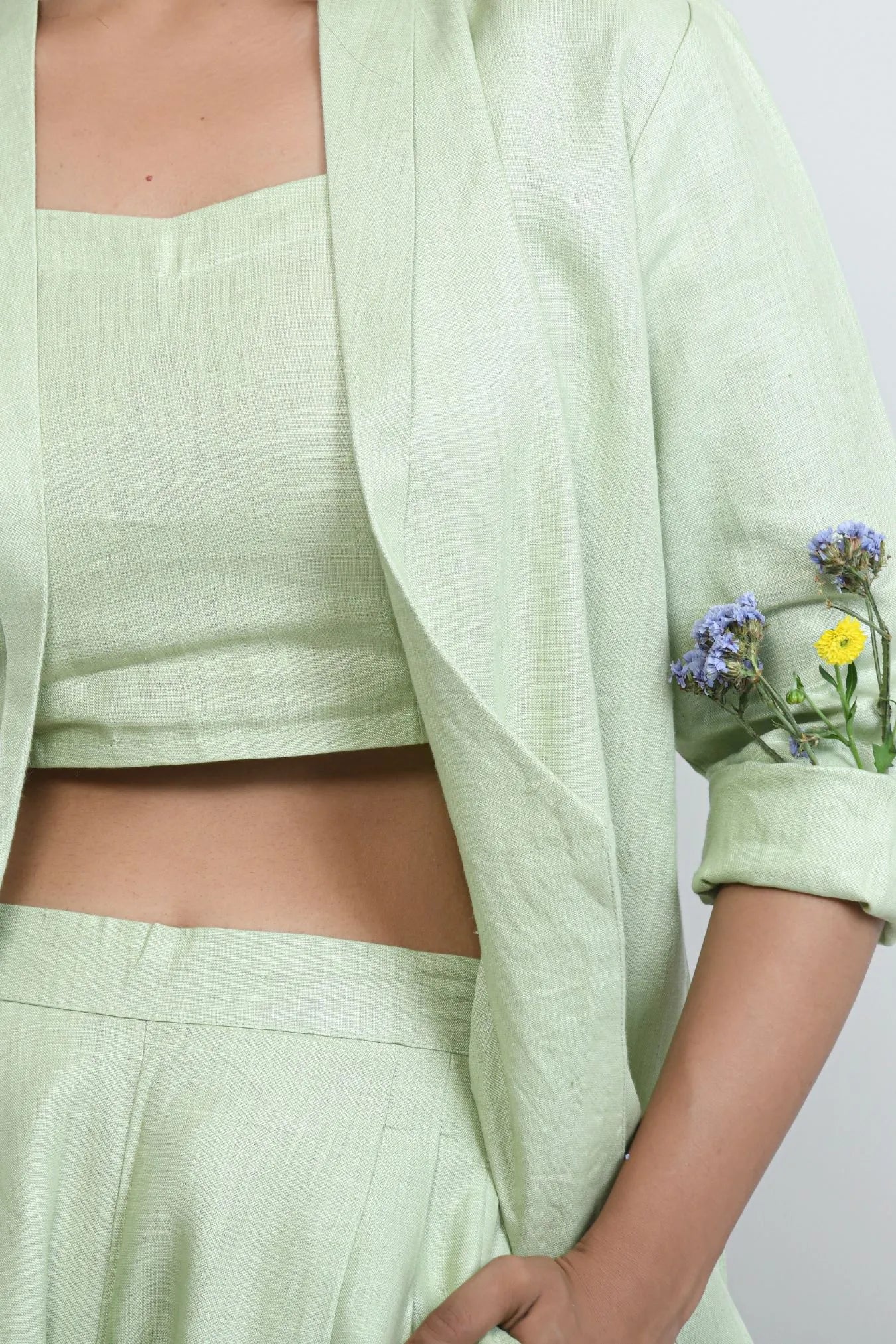 Breathable Hemp Crop Top with Adjustable Fit | Pistachio Green