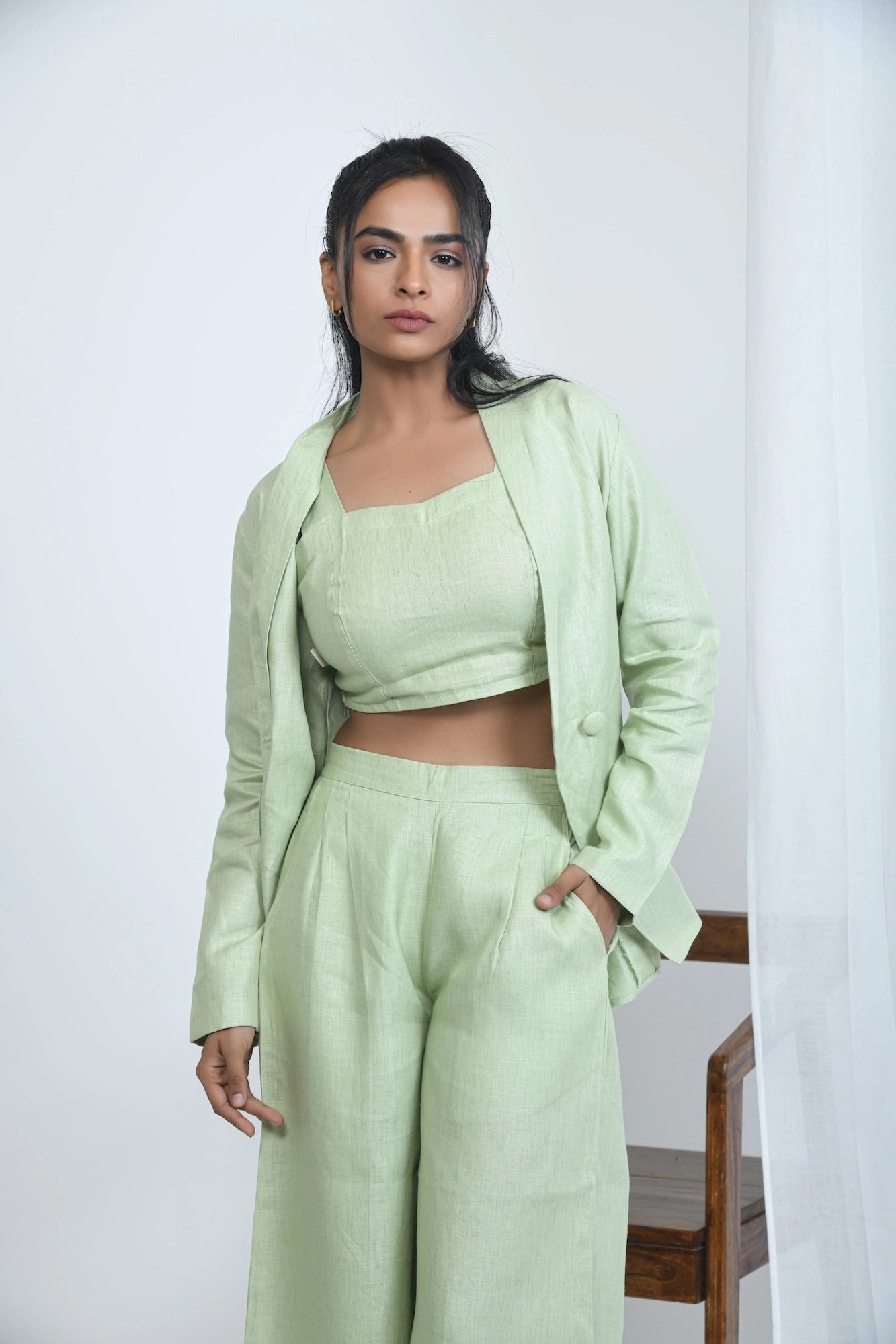 Breathable Hemp Crop Top with Adjustable Fit | Pistachio Green