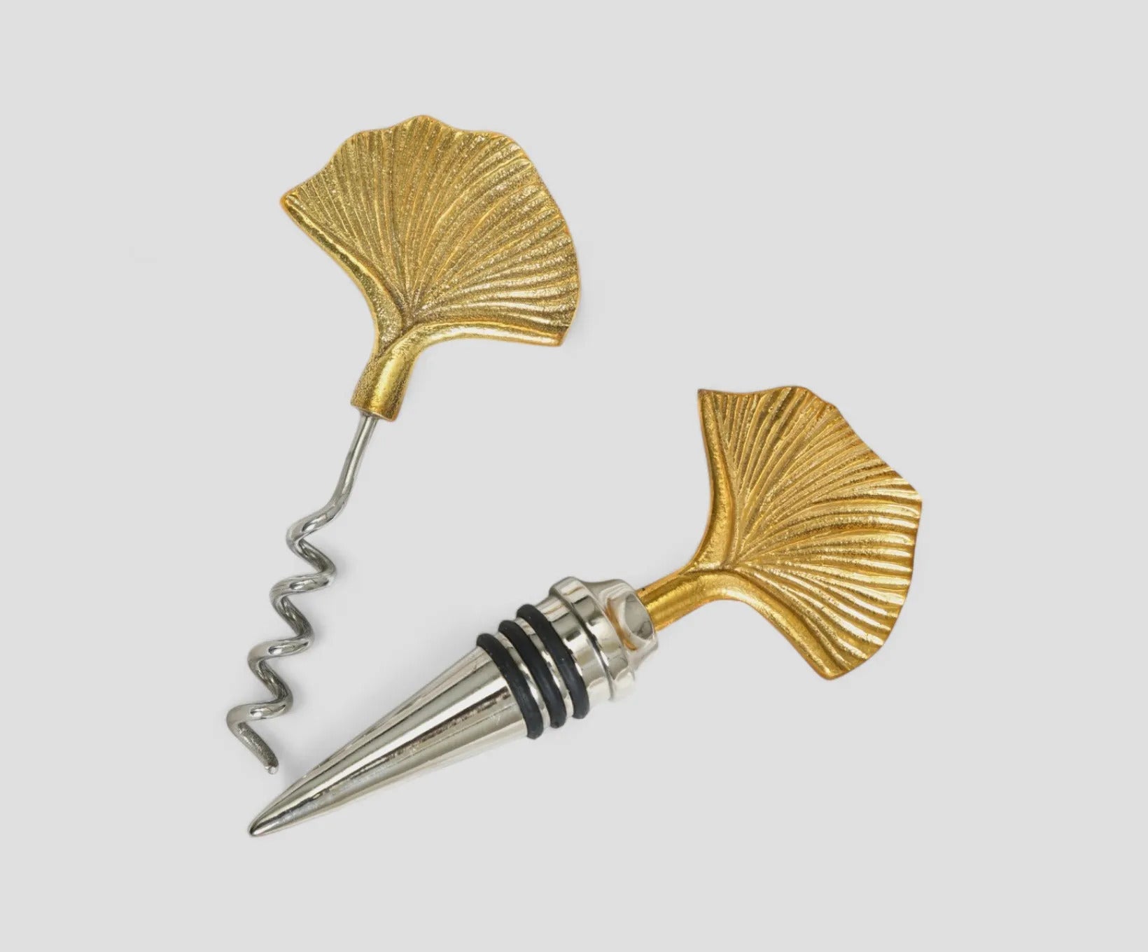 Seep Brass Wine Cork and Opener Set