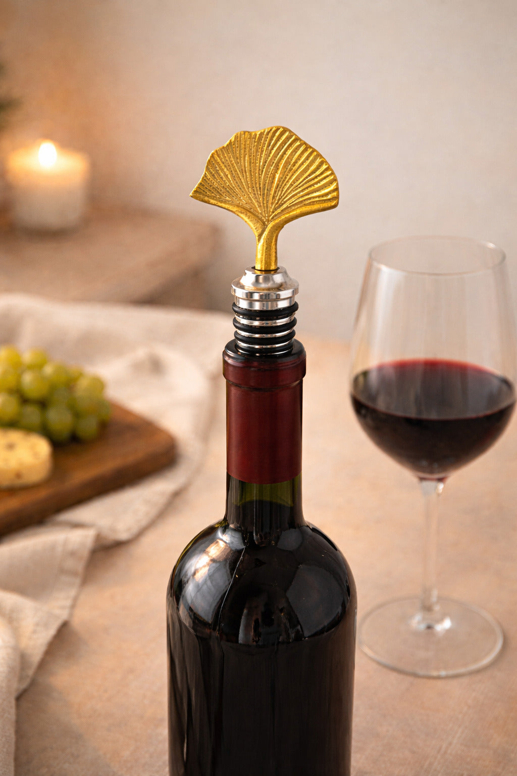 Seep Brass Wine Cork | Solid Brass Wine Stopper | Luxury Bar Accessory