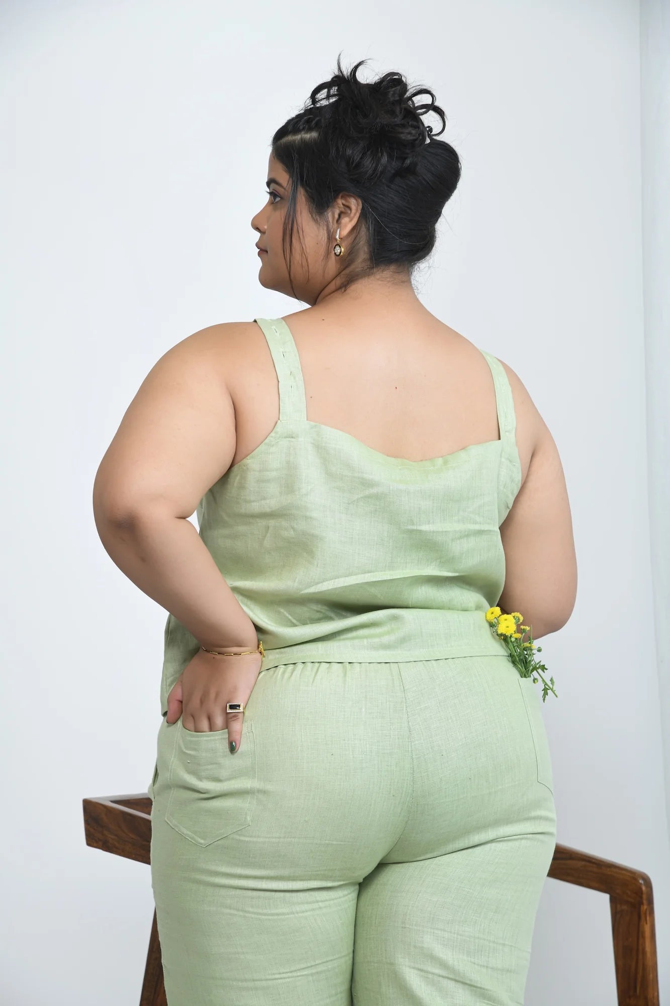 Breathable Hemp Top With Adjustable Sleeves In Pistachio