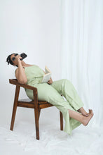 Load image into Gallery viewer, Pistachio Hemp Flare Pants With Side Slit