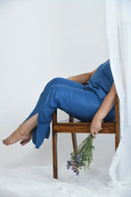 Load image into Gallery viewer, Eco-Friendly Hemp Slit Flare Pants Blueberry