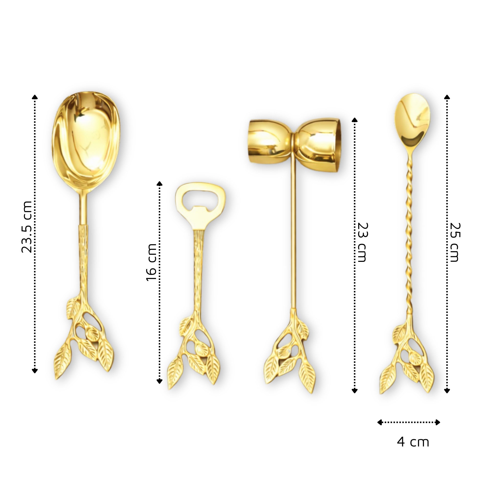 Patram Bar Tool Set | Solid Brass Handles | Gold Finish | Luxury Gifting