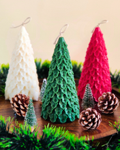 Load image into Gallery viewer, Unscented Soy Wax Christmas Tree Candle – Eco-Friendly Holiday Decor (3 Colours)