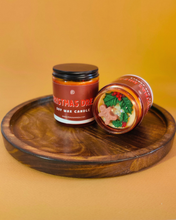 Load image into Gallery viewer, Christmas Dreams Soy Wax Candle l Chocolate Fragrance l Amber Jar Candle (scented)