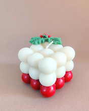 Load image into Gallery viewer, Christmas Bubble Candle, Dual Colour Soy Wax with Mistletoe Detailing, Winter Vanilla