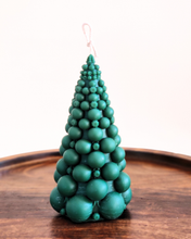 Load image into Gallery viewer, Soy Wax Bubble Christmas Tree Candle, Green & White Variations, Hand-Poured Holiday Gifting