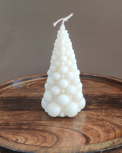 Load image into Gallery viewer, Soy Wax Bubble Christmas Tree Candle, Green & White Variations, Hand-Poured Holiday Gifting