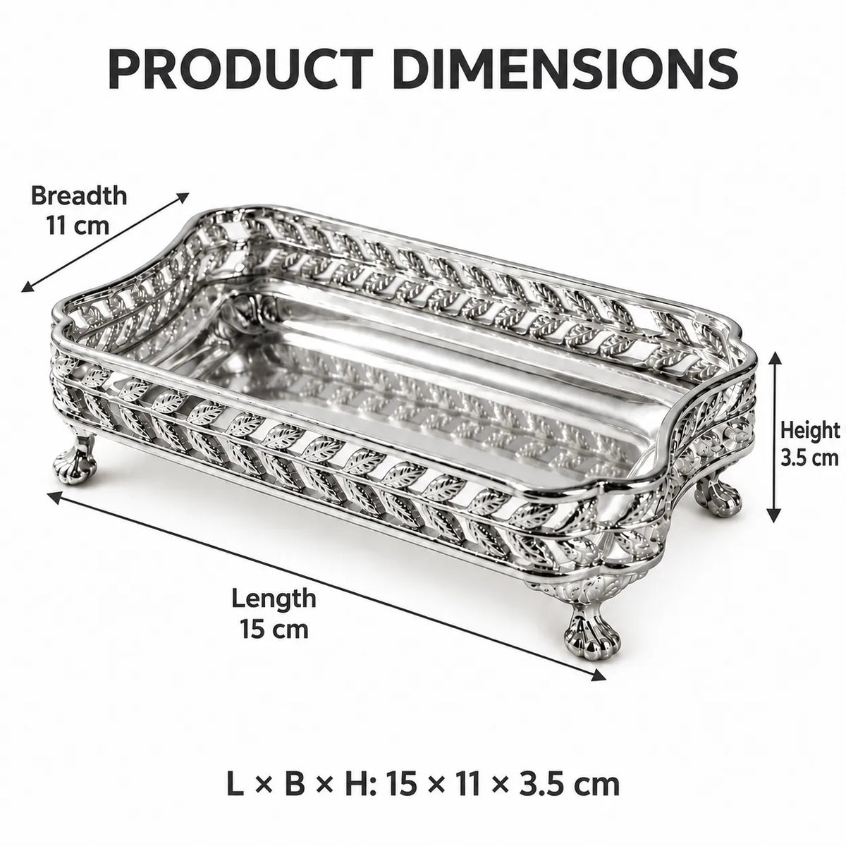 Aangan Brass Multi Use Tray | Nook Trinket Tray | Silver Finish
