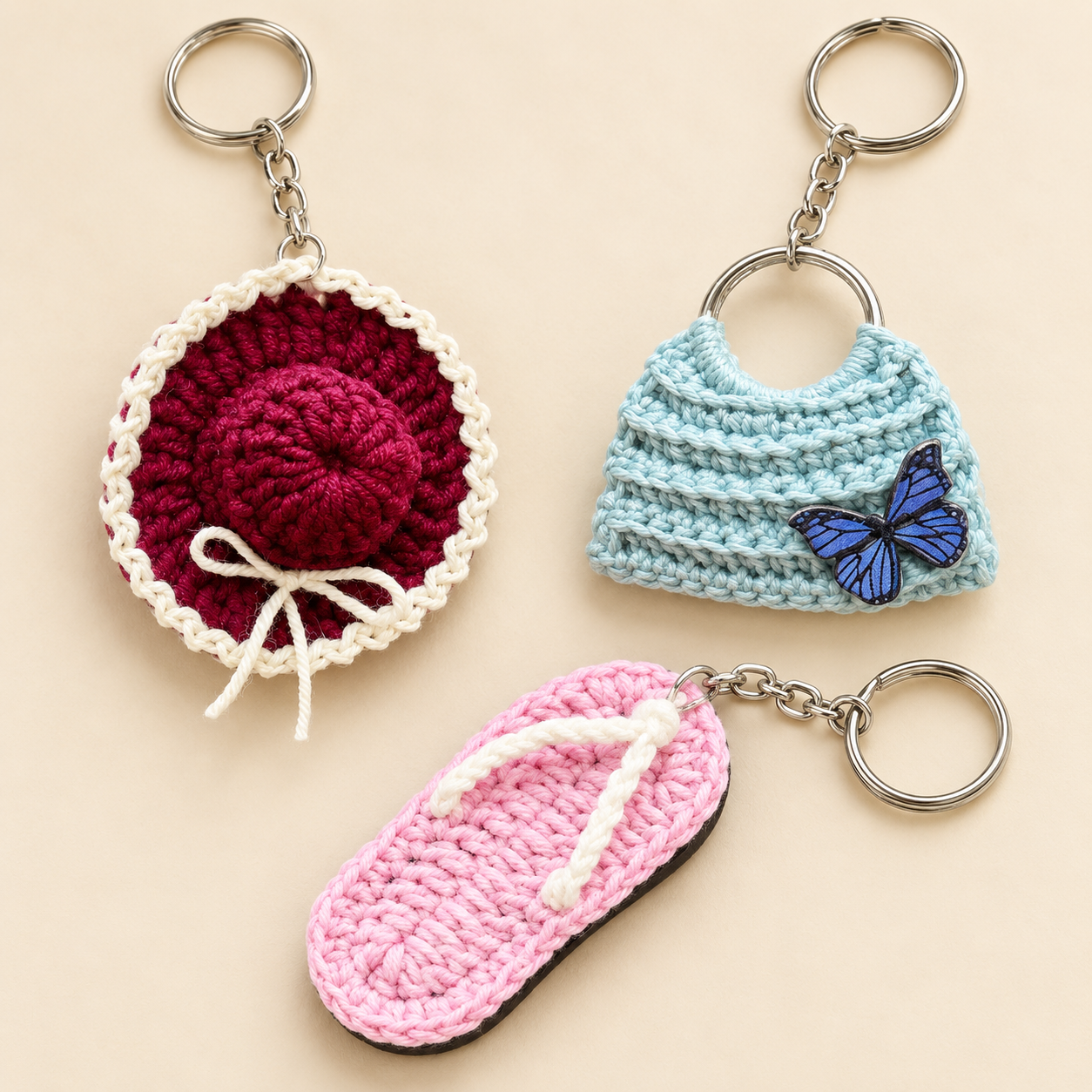 Handmade Crochet Keychain, Assorted Surprise Design, Multiple Sizes