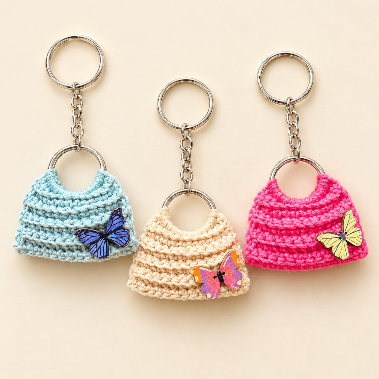 Handmade Crochet Keychain, Assorted Surprise Design, Multiple Sizes