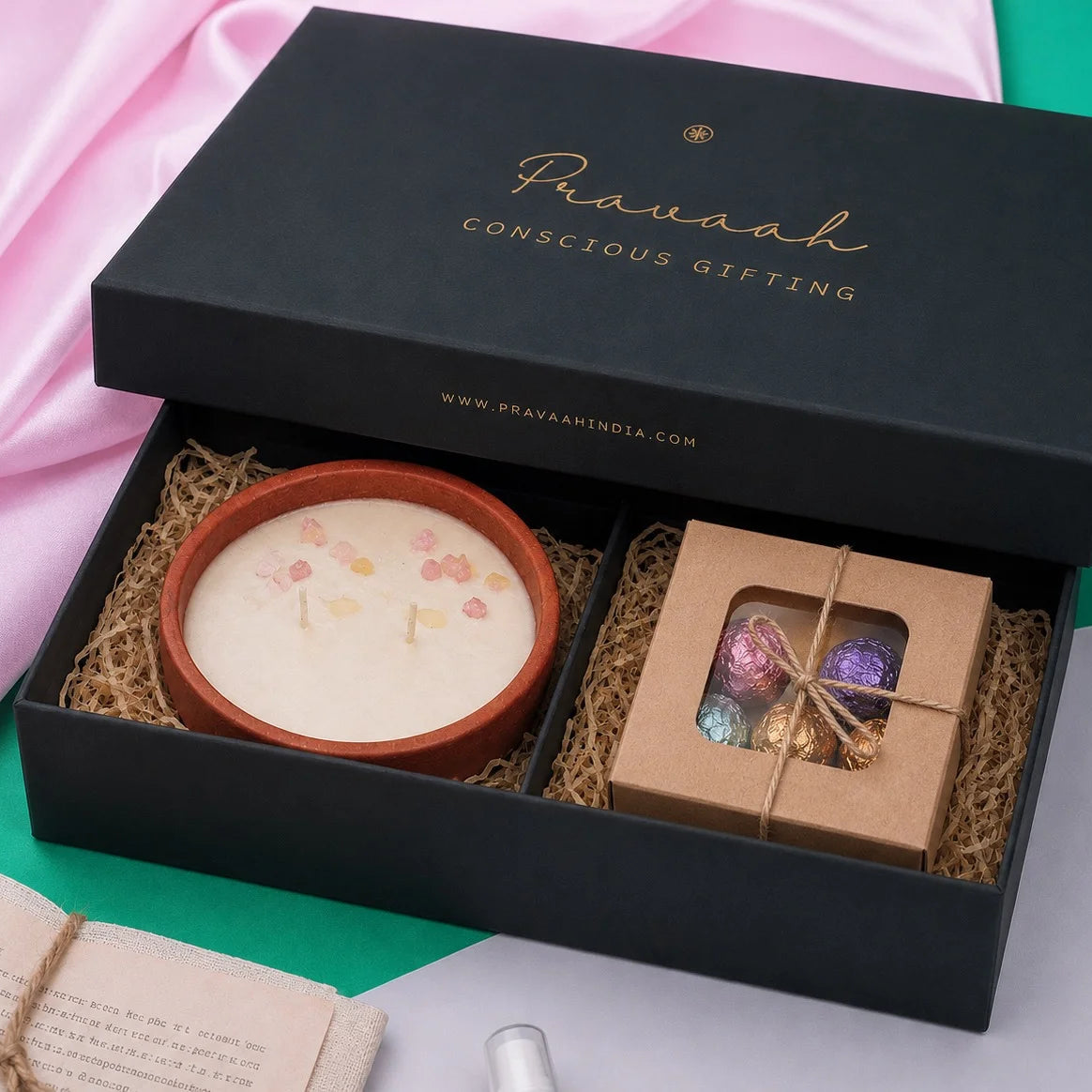 Utsav Gift Box | Soy Candle & Handmade Chocolates Diwali Hamper