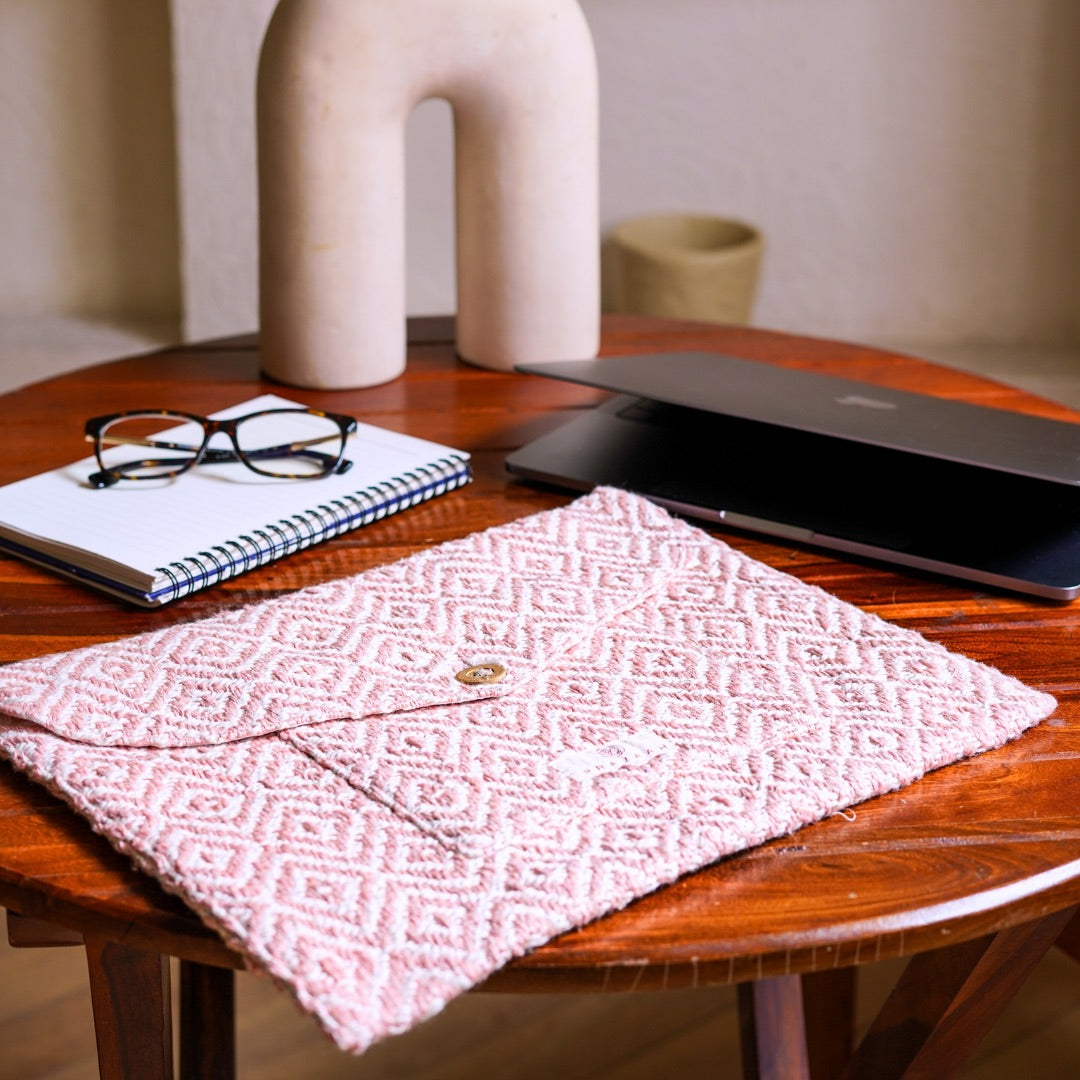Kys Laptop Sleeve | Pink and Purple | Hemp Cotton Blend | Washable | Fits 11”-13” screen laptops