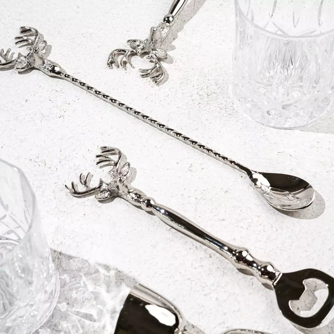 Saarang Bar Set | Lead-free Brass | Set of 4 | Chrome