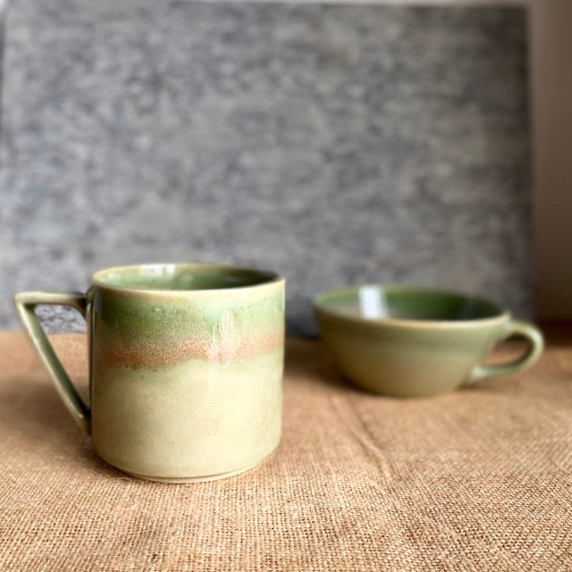 Prithvi Mug | Shades of Green | Hand glazed | Microwave Safe