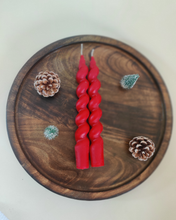 Load image into Gallery viewer, Unscented Spiral Taper Candles, Red, White &amp; Green, Hand-Crafted Unique Table Candles
