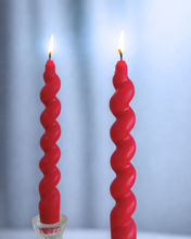 Load image into Gallery viewer, Unscented Spiral Taper Candles, Red, White &amp; Green, Hand-Crafted Unique Table Candles
