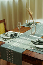 Load image into Gallery viewer, Mint Green Table Runner - Meethu | Block Printed | Pure Hemp

