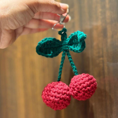 Double Cherry | Handmade Crochet Keychain