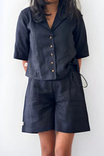 Load image into Gallery viewer, Casual Hemp Shorts with Side-Tying String | Truffle Black
