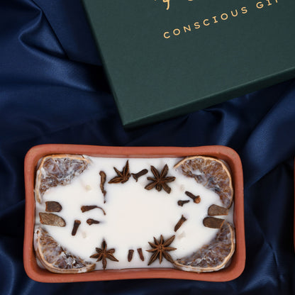Spice Route Hand Poured Soy Candle, 4 Wicks in Terracotta Bowl