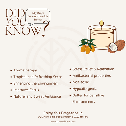 Rasal (रसाल) - 100% soy-wax candle | Zero Soot Candle | Mango Coconut