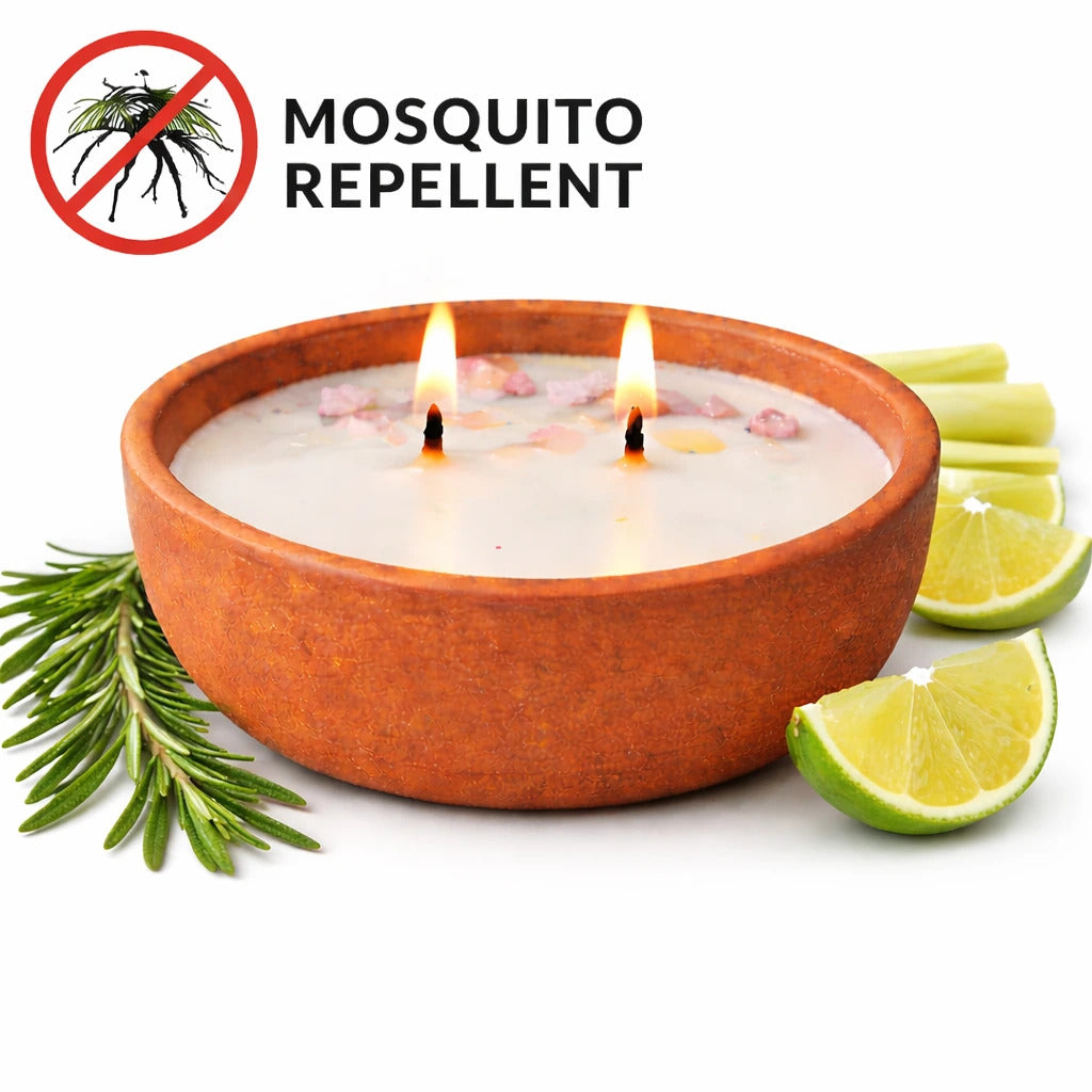Vrindavani - Citronella &amp; Basil Mosquito Repellent Candle | Natural Soy Wax