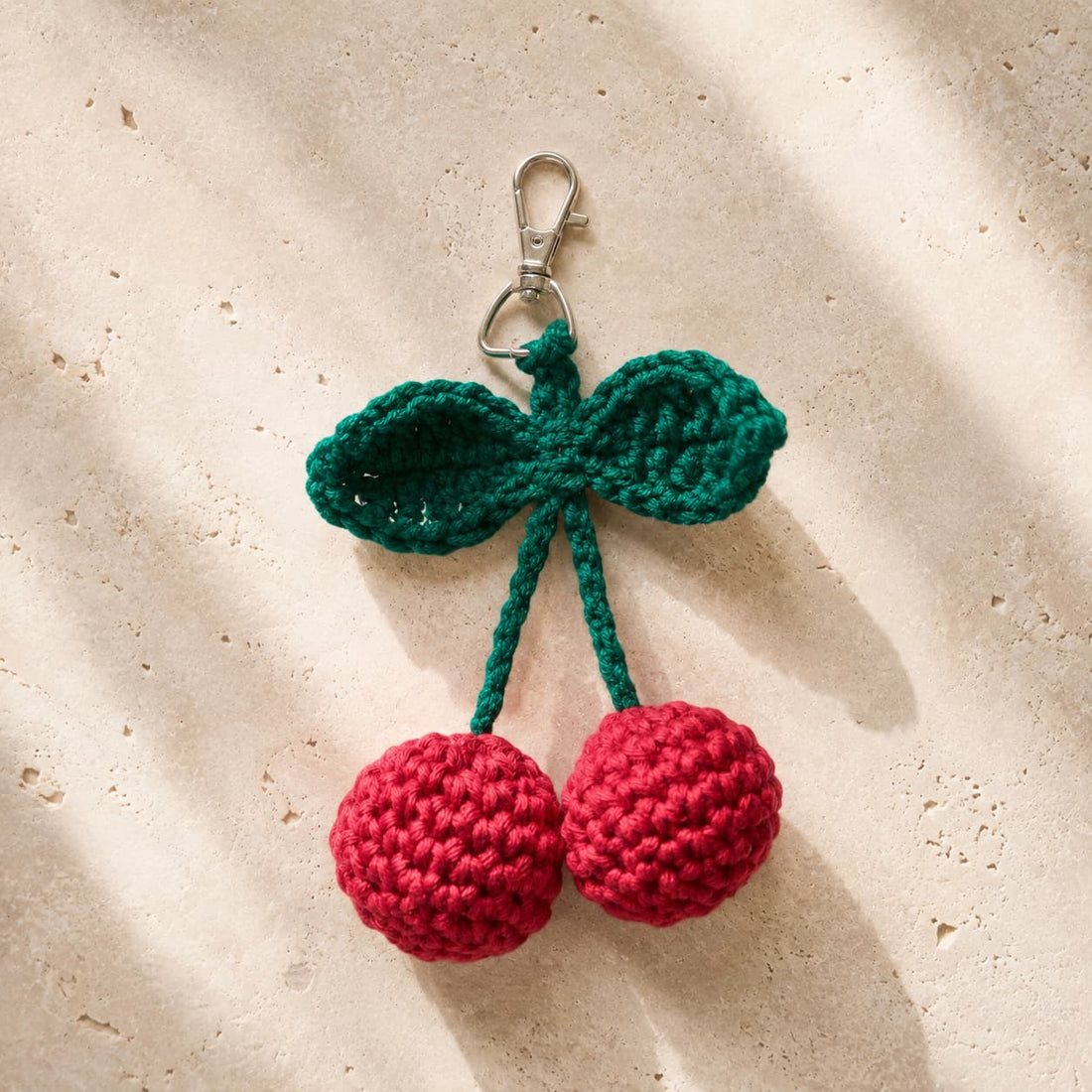 Double Cherry | Handmade Crochet Keychain