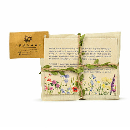 Pushp Hemp Paper Note Cards | Set of 5 Notecards and Envelopes