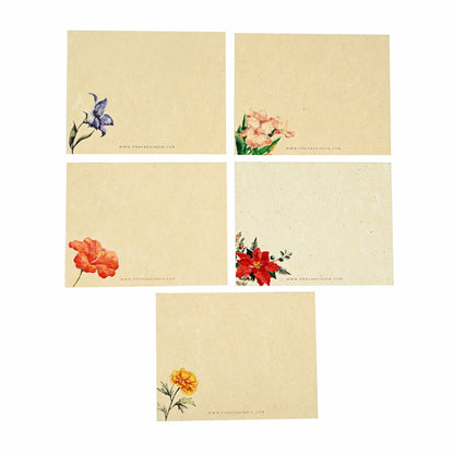 Pushp Hemp Paper Note Cards | Set of 5 Notecards and Envelopes