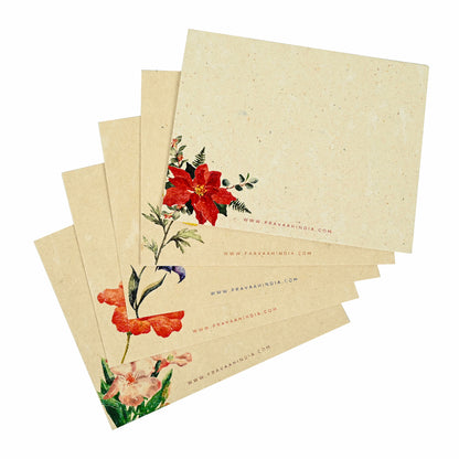 Pushp Hemp Paper Note Cards | Set of 5 Notecards and Envelopes