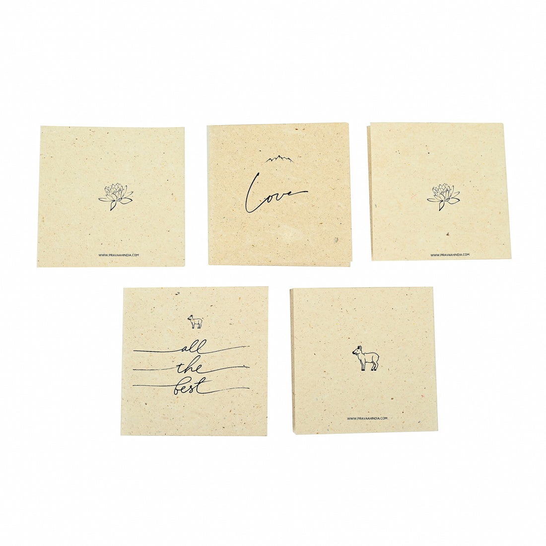 Uttarakhand Hemp Paper Gift Cards | Set of 5 Cards and Envelopes