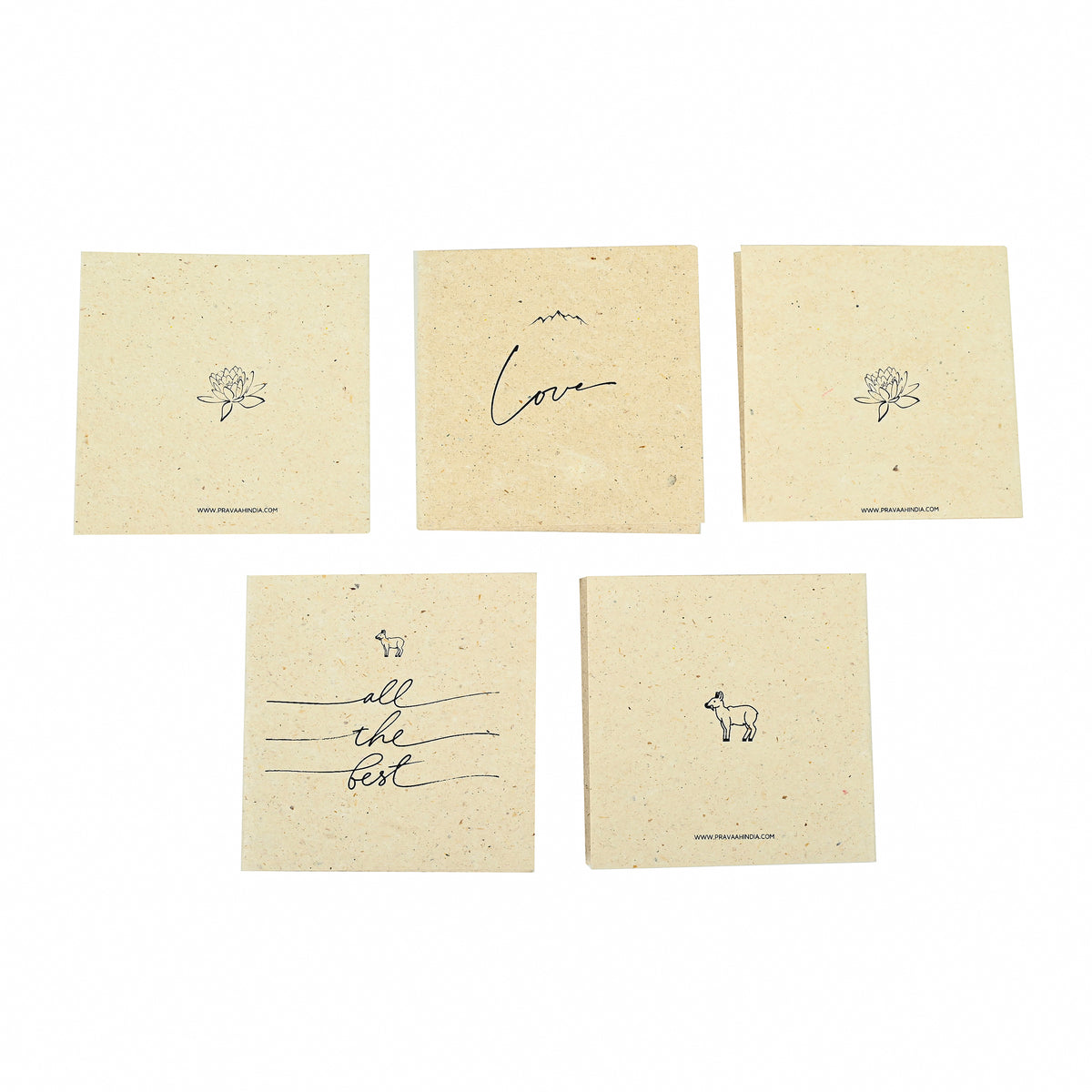 Uttarakhand Hemp Paper Gift Cards | Set of 5 Cards and Envelopes