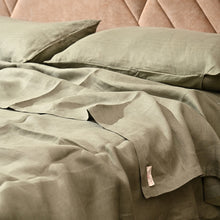 Load image into Gallery viewer, King Size Olive Green Hemp Bedsheet Set - Bugyal
