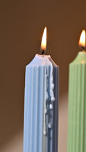 Load image into Gallery viewer, Ribbed Tall Candles | Unscented Soy wax | Available in assorted Colors | Set of 2
