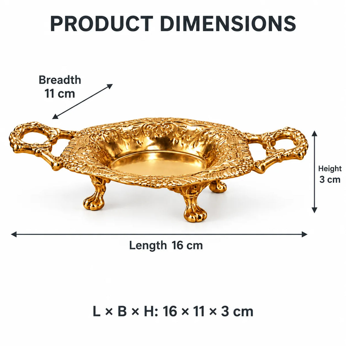 Alankaar Brass Trinket Tray | Flourish Multi-Use Tray Limited Edition | Gold Finish