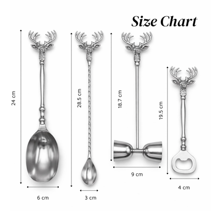 Saarang Bar Set | Lead-free Brass | Set of 4 | Chrome