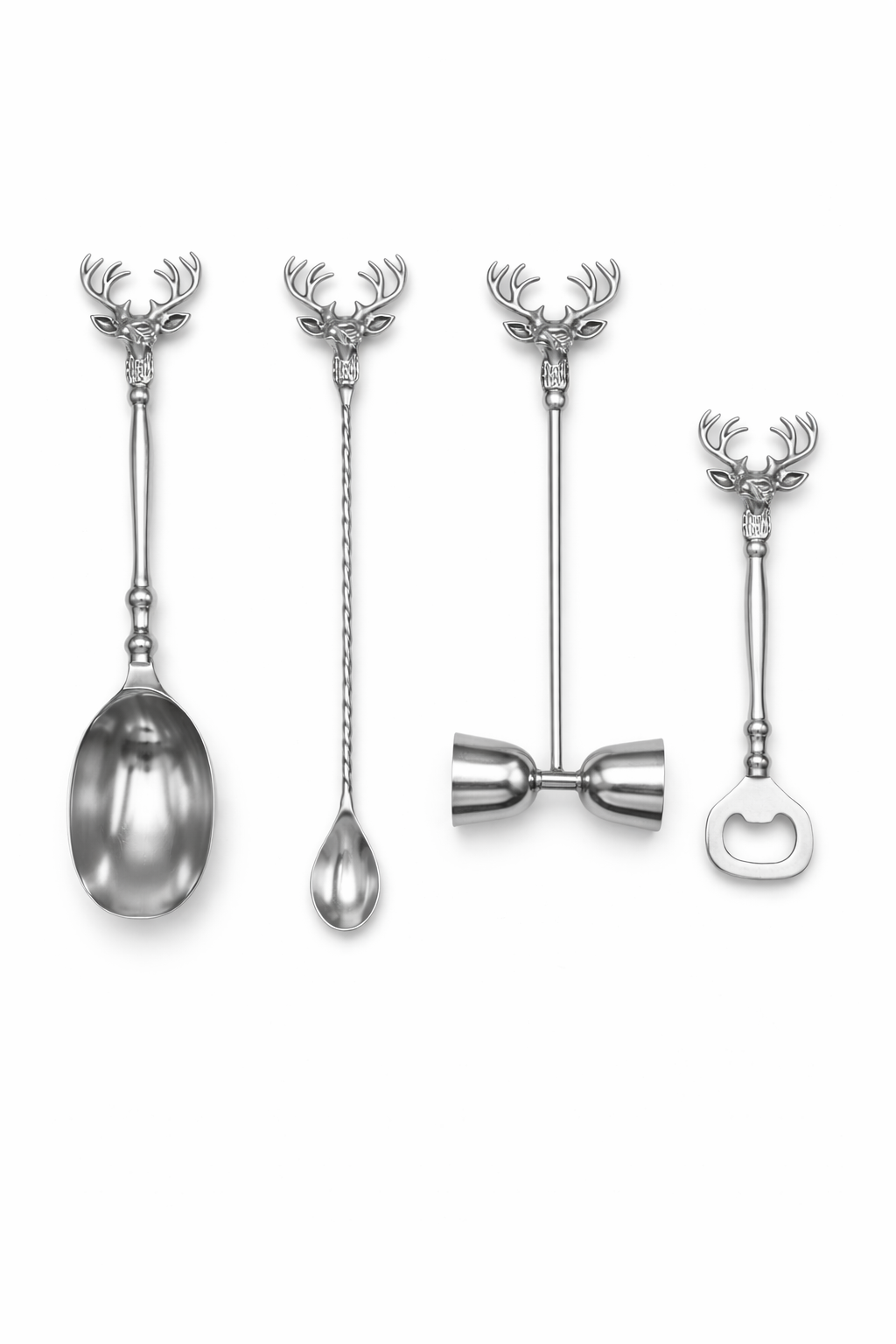 Saarang Bar Set | Lead-free Brass | Set of 4 | Chrome