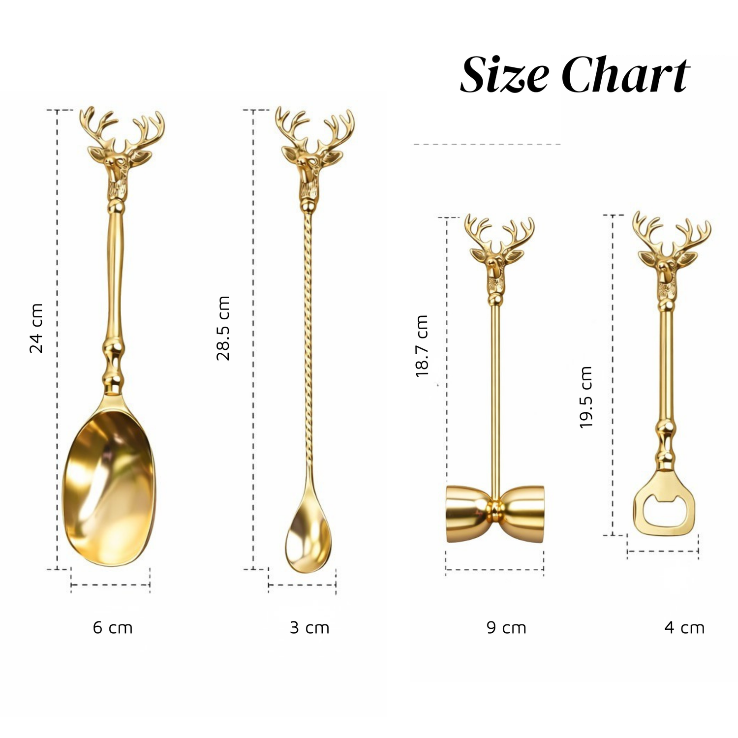 Saarang Bar Set | Lead-free Brass | Set of 4 | Gold