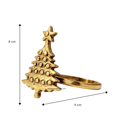 Sanobar Napkin Rings | Christmas Theme | Brass Table Decor | Handcrafted in Small Batches