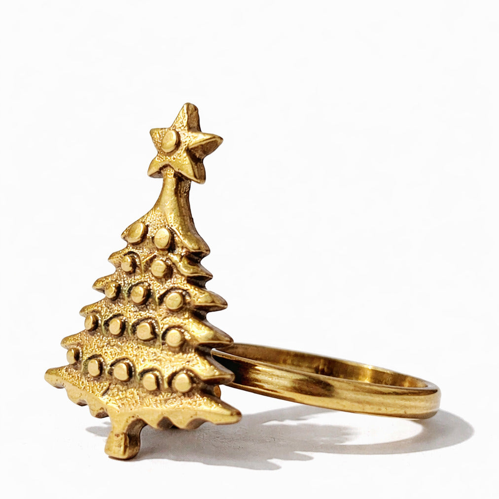 Sanobar Napkin Rings | Christmas Theme | Brass Table Decor | Handcrafted in Small Batches