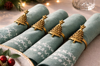Sanobar Napkin Rings | Christmas Theme | Brass Table Decor | Handcrafted in Small Batches