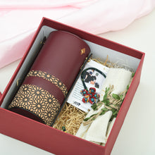 Load image into Gallery viewer, Wine and Cheese Hamper | Vegan leather wine holder with Brass Cheese knives
